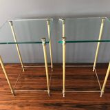Pair of pieces of regency brass sofas and 60s glass