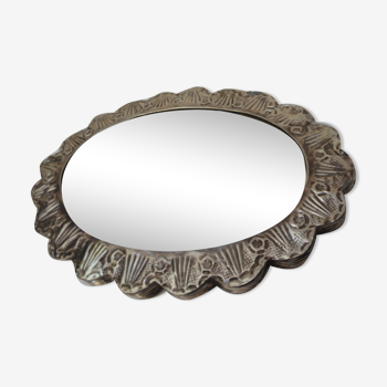 Silver oval boudoir mirror