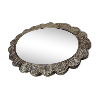 Silver oval boudoir mirror