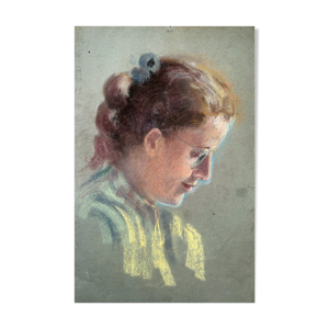 Tableau Pastel femme au ruban à
