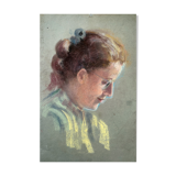 Pastel painting "woman with a ribbon reading" circa 1950