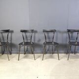 Vintage black leather dining chairs by Arrben Italy, 1980s - set of 4