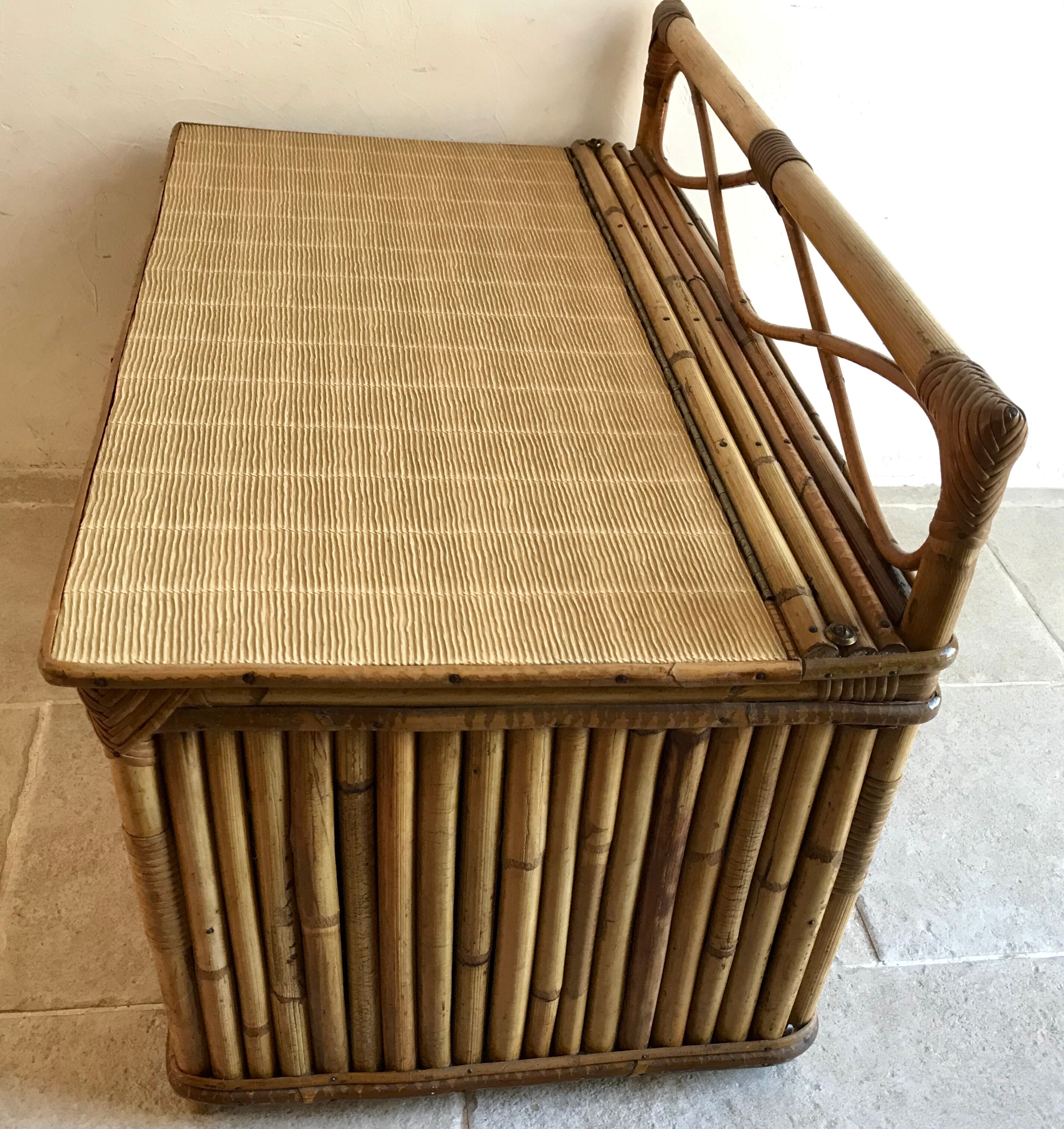 Vintage rattan and bamboo toy chest