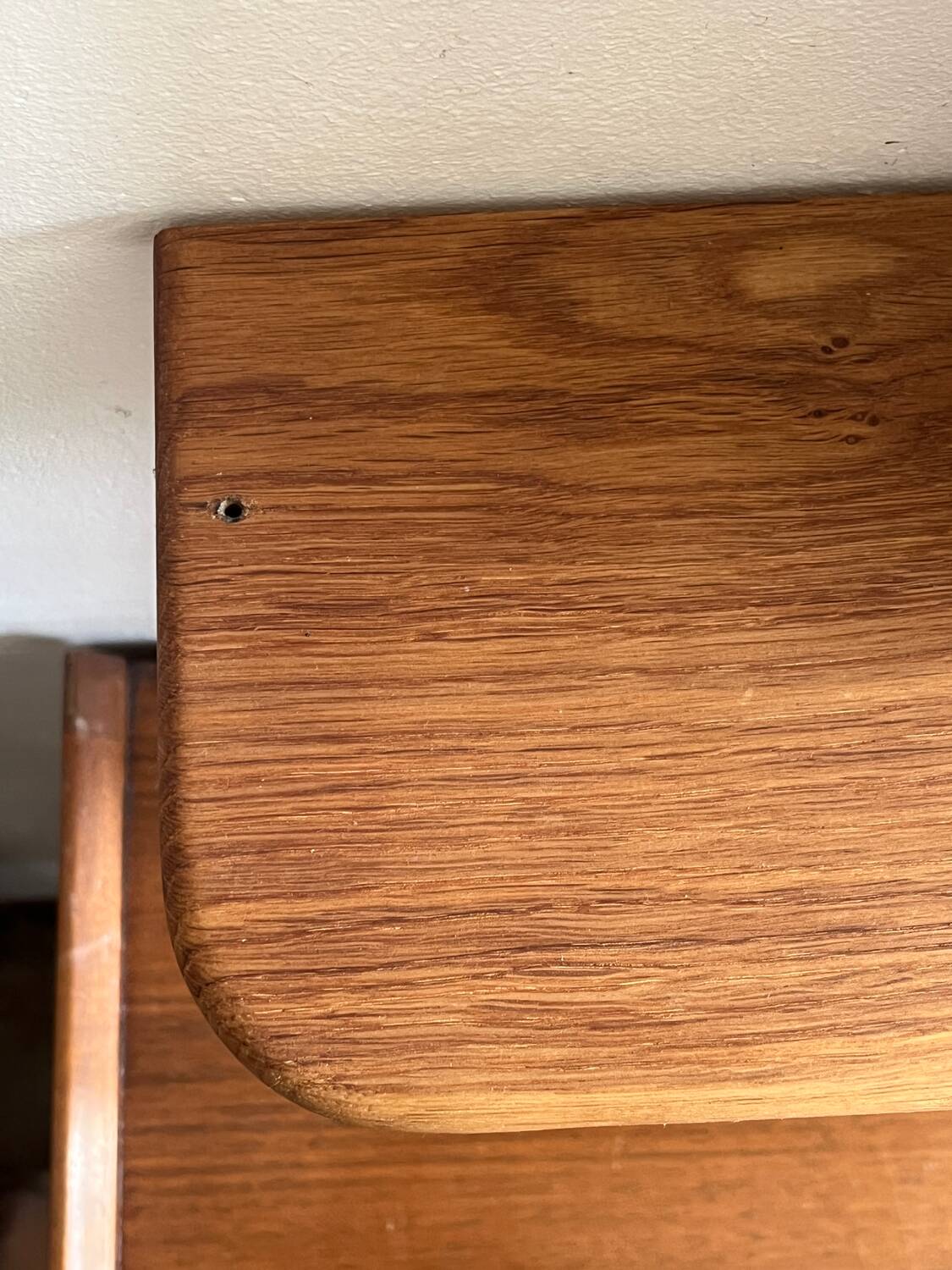 Stained wooden shelf