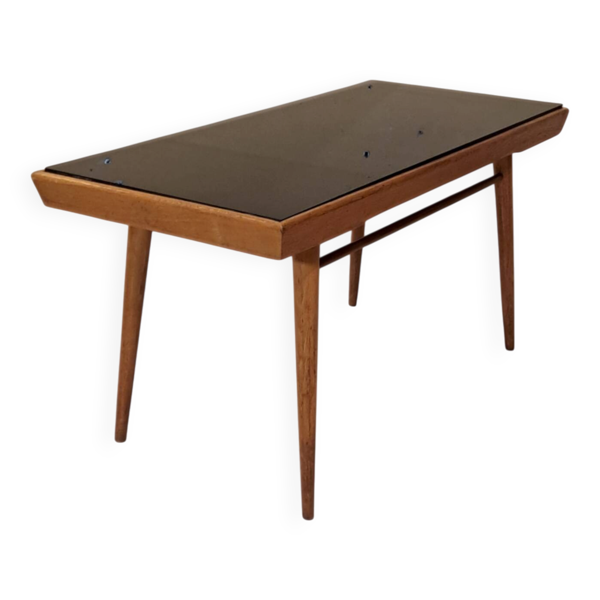 Table basse Tchécoslovaque 1960s, plateau verre noir