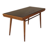 Czechoslovak coffee table 1960s, black glass top