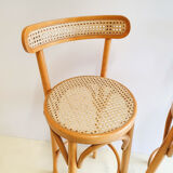 Series of 4 canned bar stools