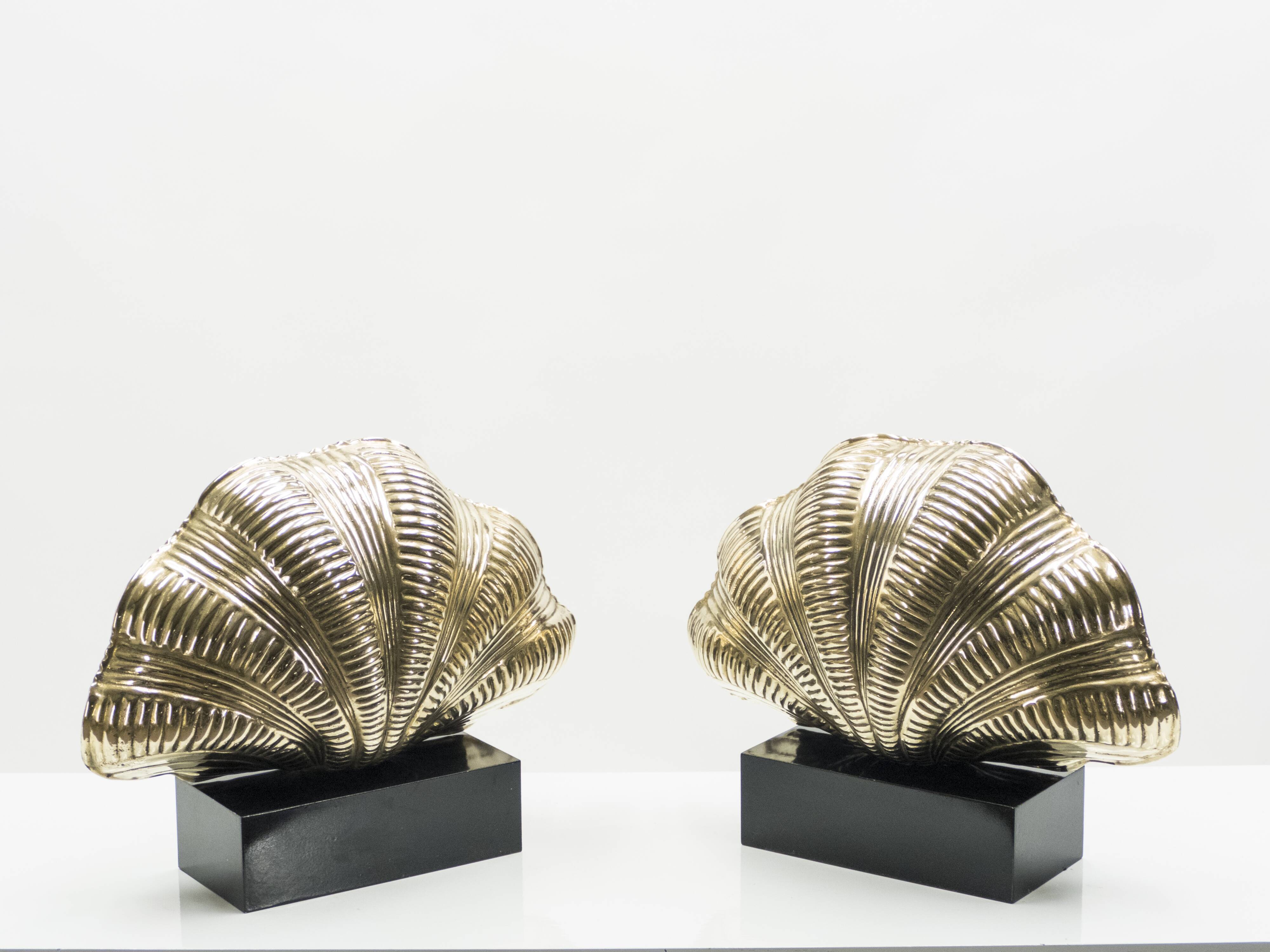 Pair of Italian lamps brass shell around 1960