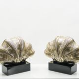 Pair of Italian lamps brass shell around 1960
