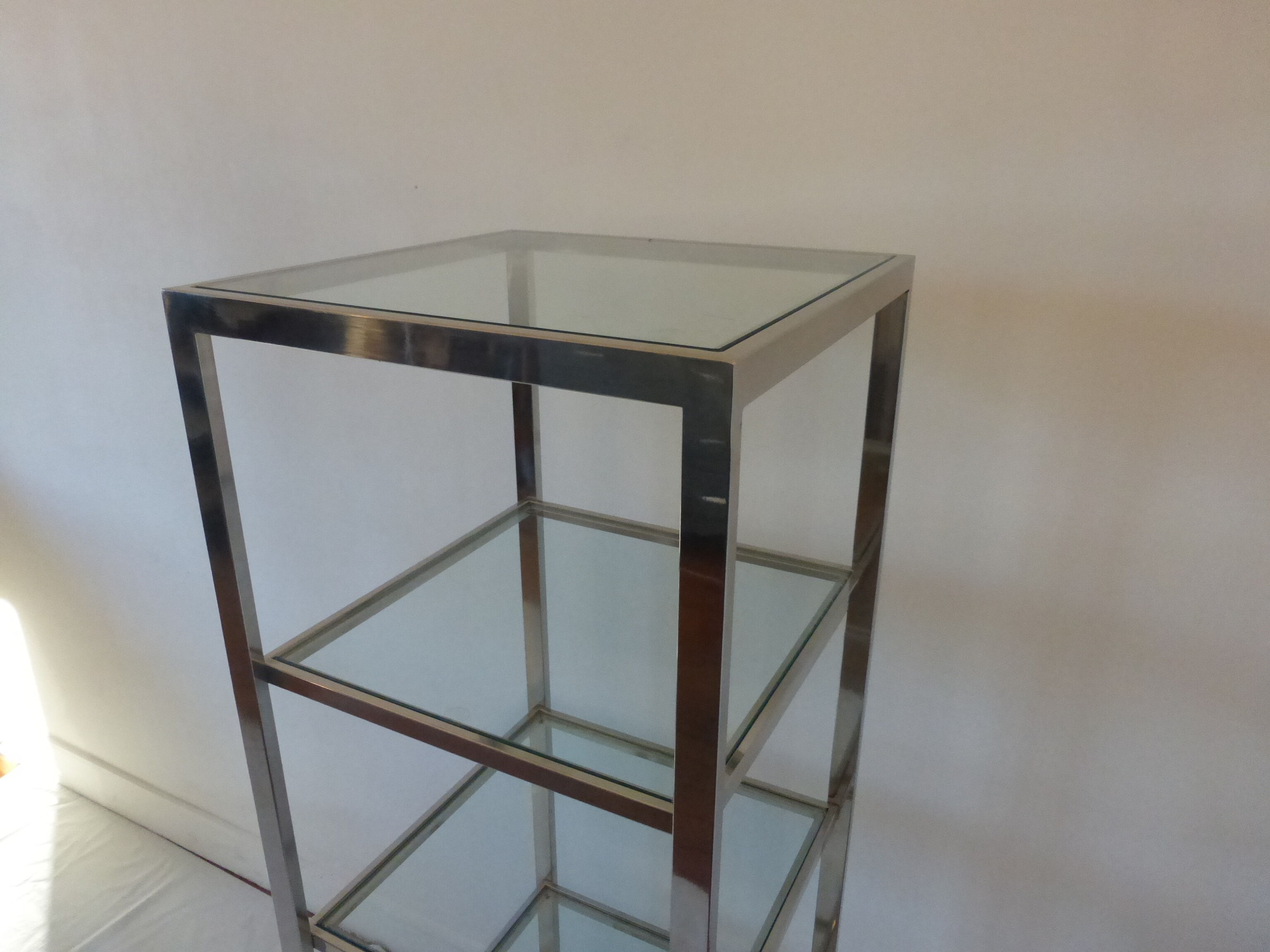 Étagère verre et acier chromé
