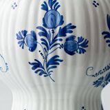 Royal Delft blue ceramic lamp, 1971, new pistachio silk shade.
