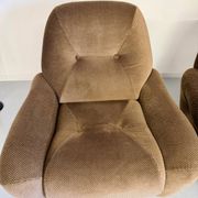 Lot of 2 cosy fabric armchairs, French design, vintage 1970s.