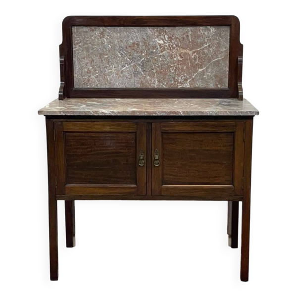 Meuble de toilette anglais en acajou et marbre début XXème