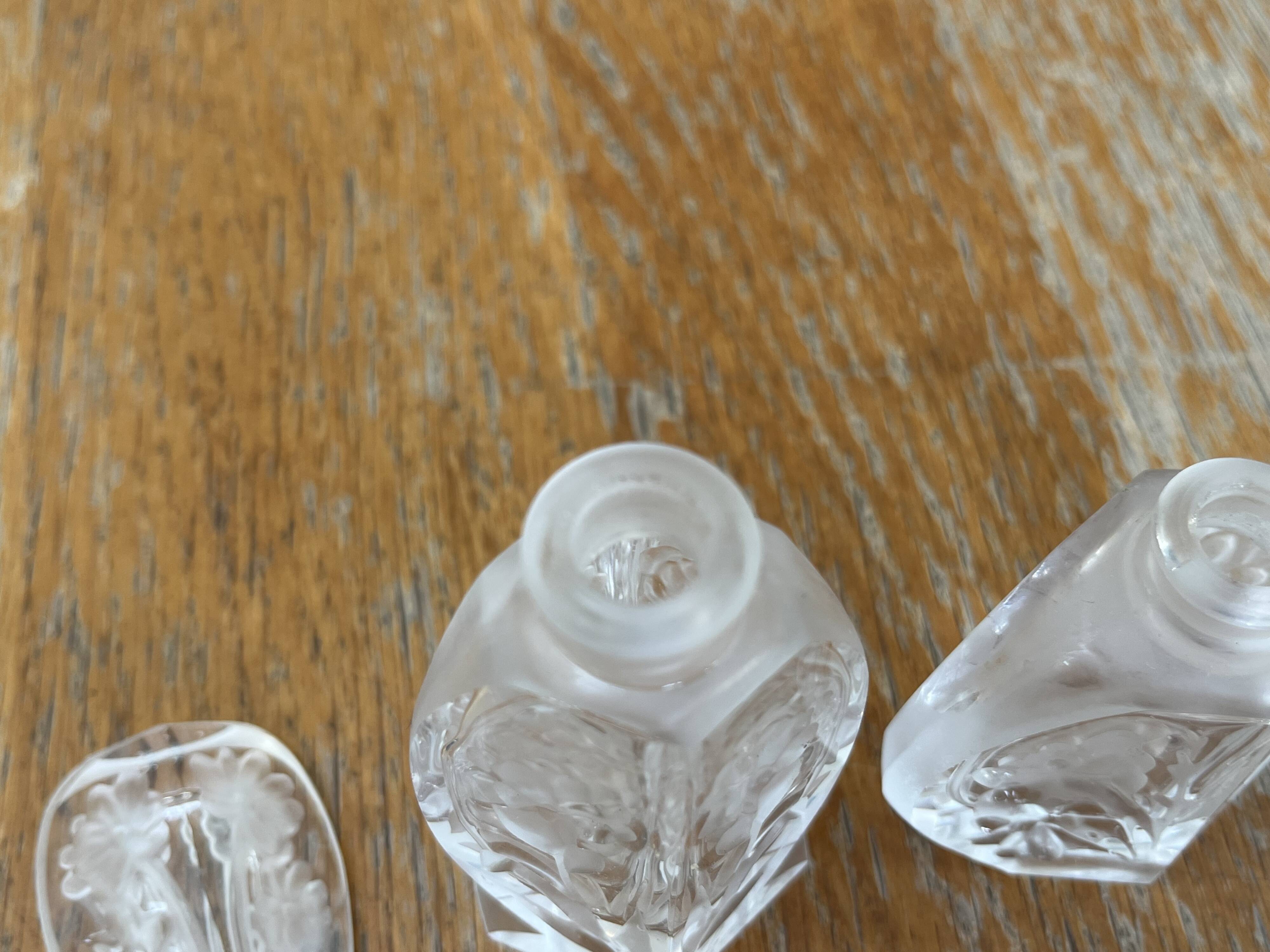 Pair of antique frosted crystal perfume bottles – Signed Charet