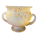 Speckled glass cup signed