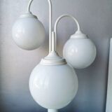 Vintage white metal table lamp with 3 lantern balls, 80s