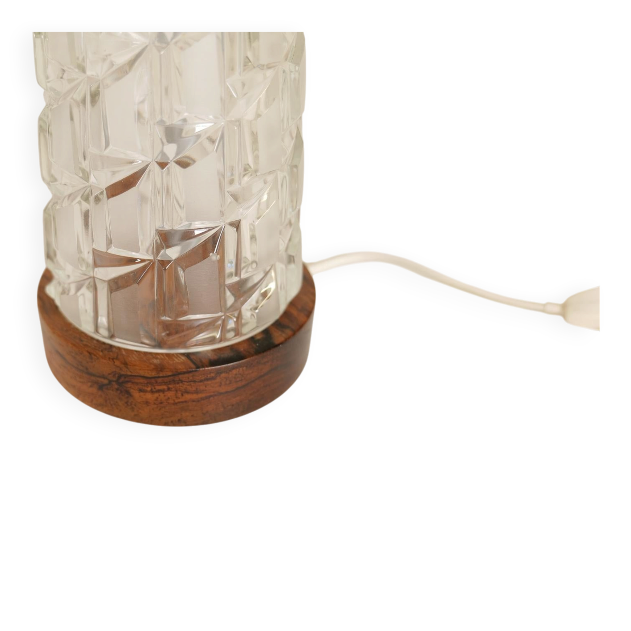 Midcentury table lamps Orrefors teak and glass Sweden