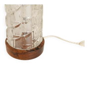 Midcentury table lamps Orrefors teak and glass Sweden
