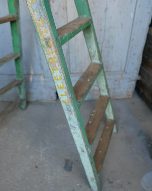 Wooden workshop folding stepladder
