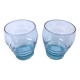 Art Deco 1930s 2 glasses Transparent turquoise blue glass