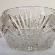 Vintage 1970s Lead Crystal Bowl: Bohemian Table Centerpiece