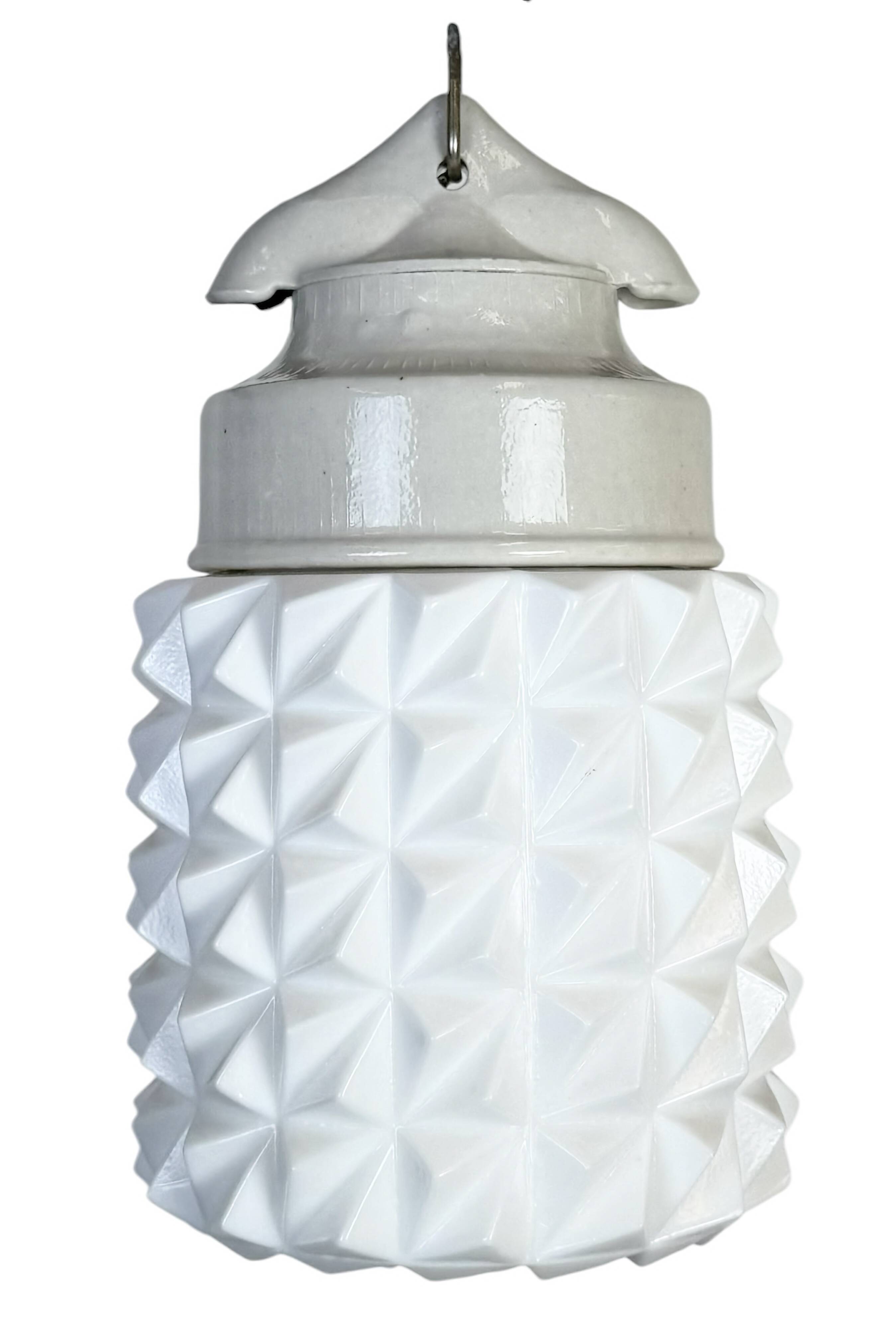 Vintage White Porcelain Pendant Light, 1970s