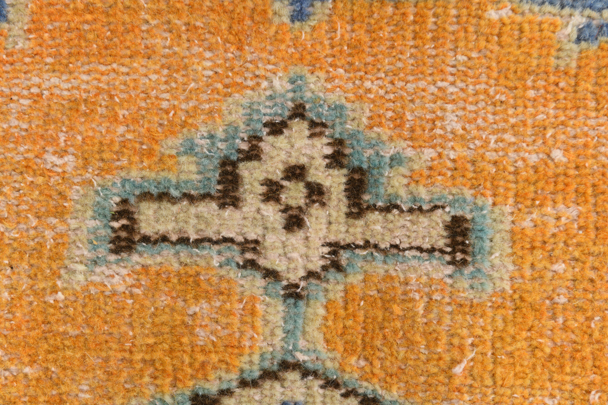 6x9 orange madallion oushak rug, 288x194cm