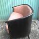Lot of 2 armchairs and a sofa from Baumann in black wood and marble rose leather