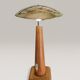 Modernist sculptural lamp wood/chrome/hammered brass - 1970s era