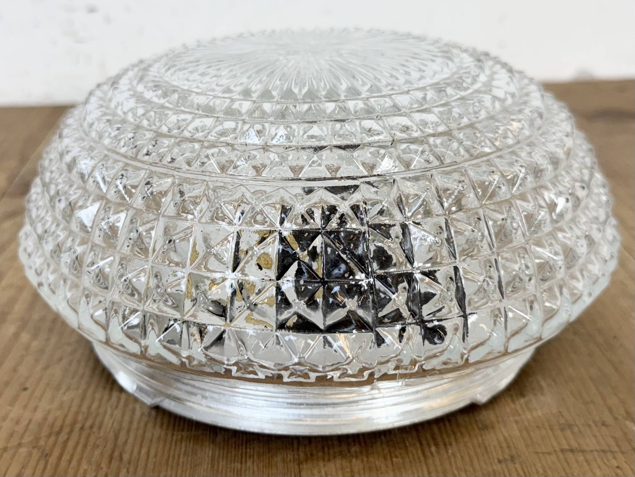 Vintage Glass Wall or Ceiling Light, 1970s