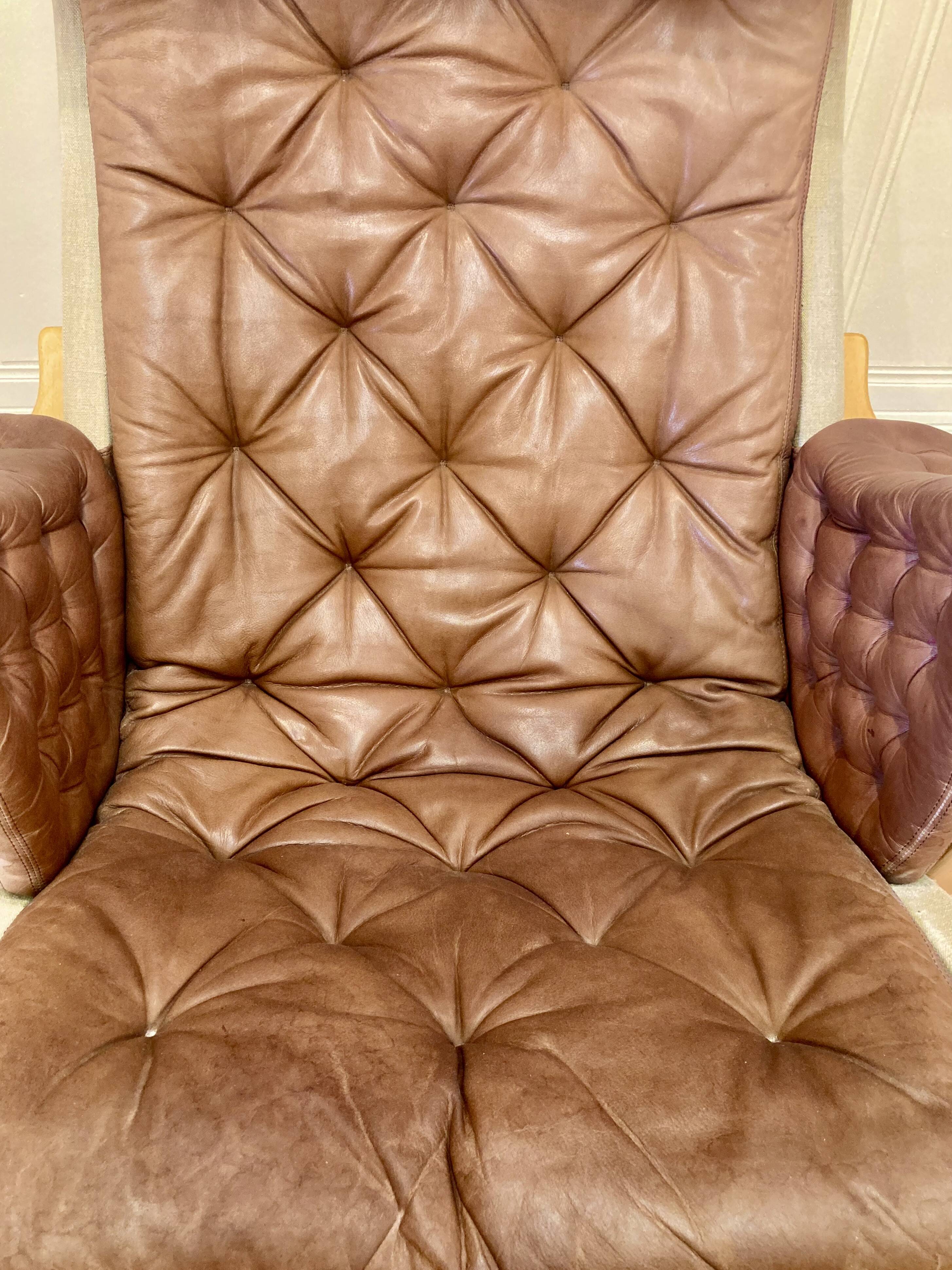 "Pernilla" leather armchair "Bruno Mathsson" 1960.