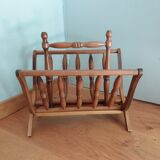 Turned wooden magazine holder