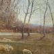 Impressionist painting, oil on wood signed, pastoral scene, Barbizon school