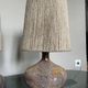 Pair of vintage Vallauris scarified seagrass stoneware lamps and rope lampshade