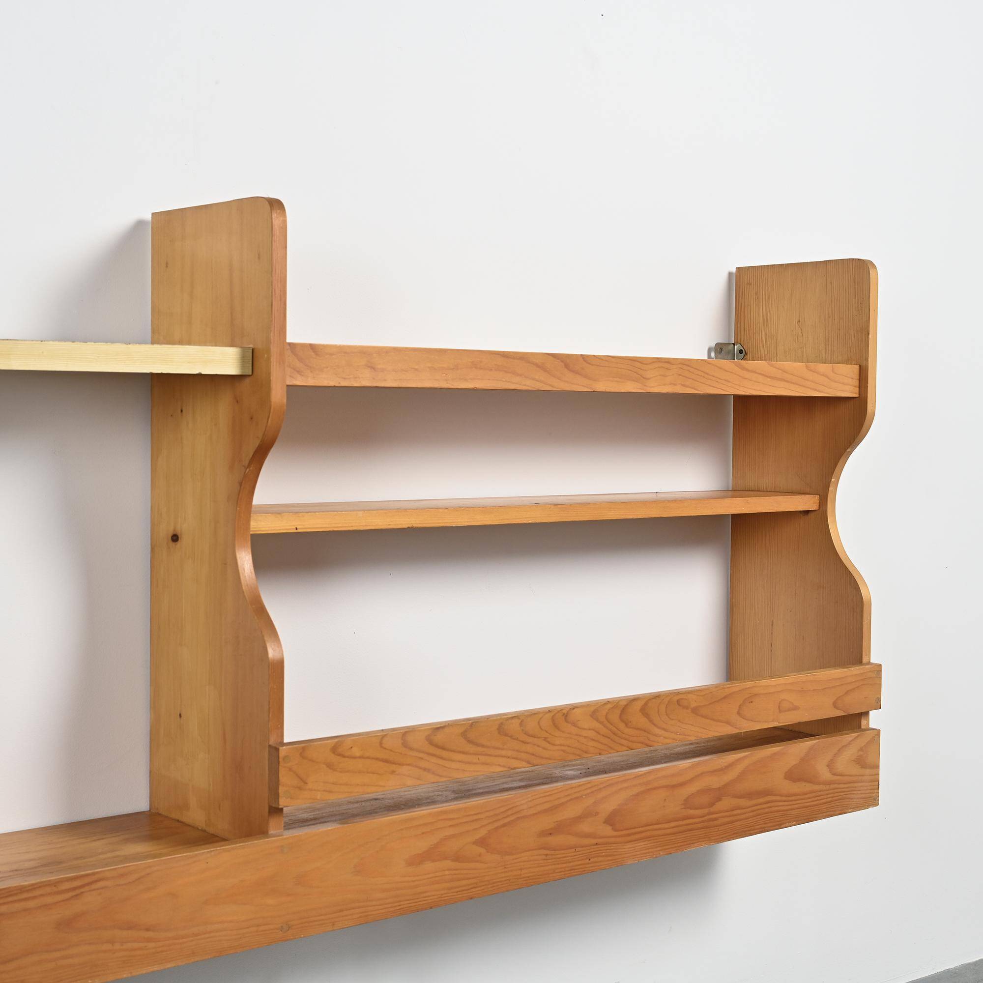 Pine wall-mounted sideboard, Les Arcs 1800, circa 1970