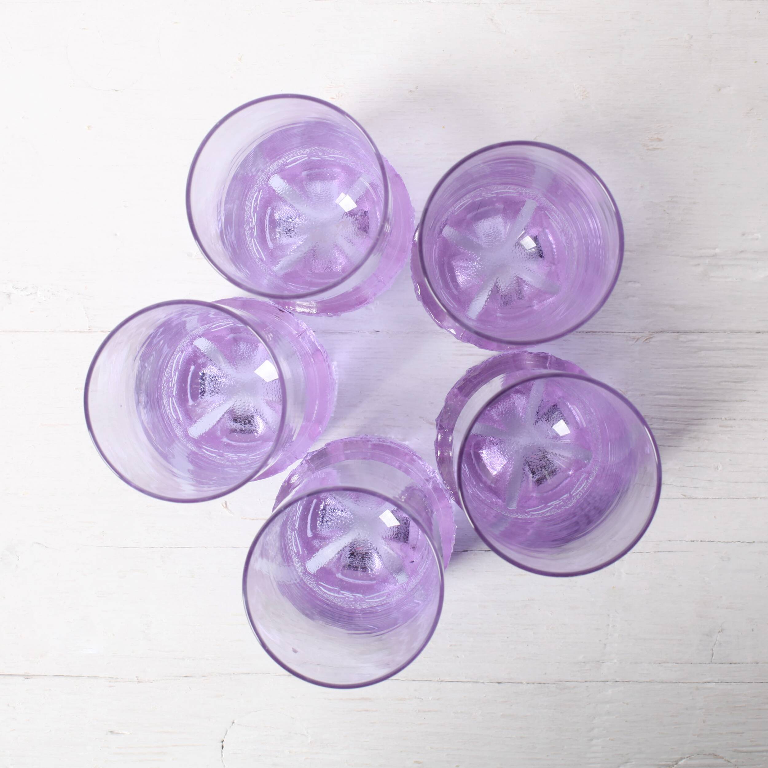 Set of 5 Vintage Lilac Tumblers / LACS Kristallglas / Italy / 1970s