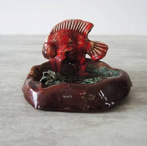 Old Ceramic Fish Ashtray from Vallauris