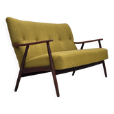 1960s, Danish 2-seater sofa, furniture wool, teak wood, reupholstered.