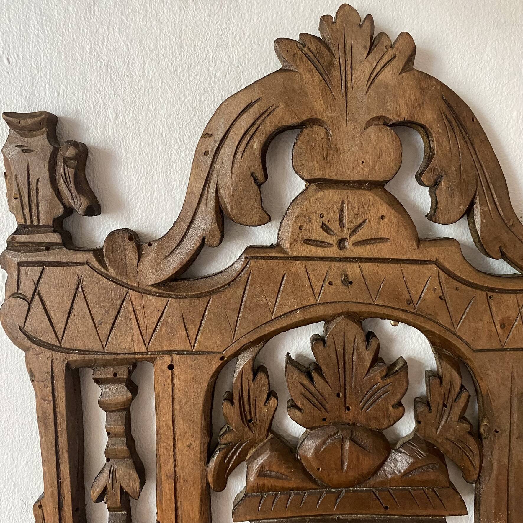 antique foldable wall shelf with openwork wood