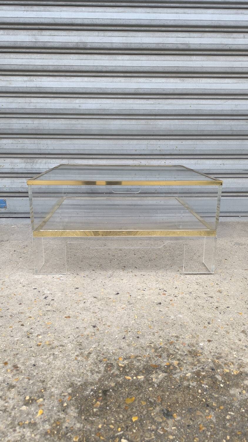 1970s plexiglass coffee table