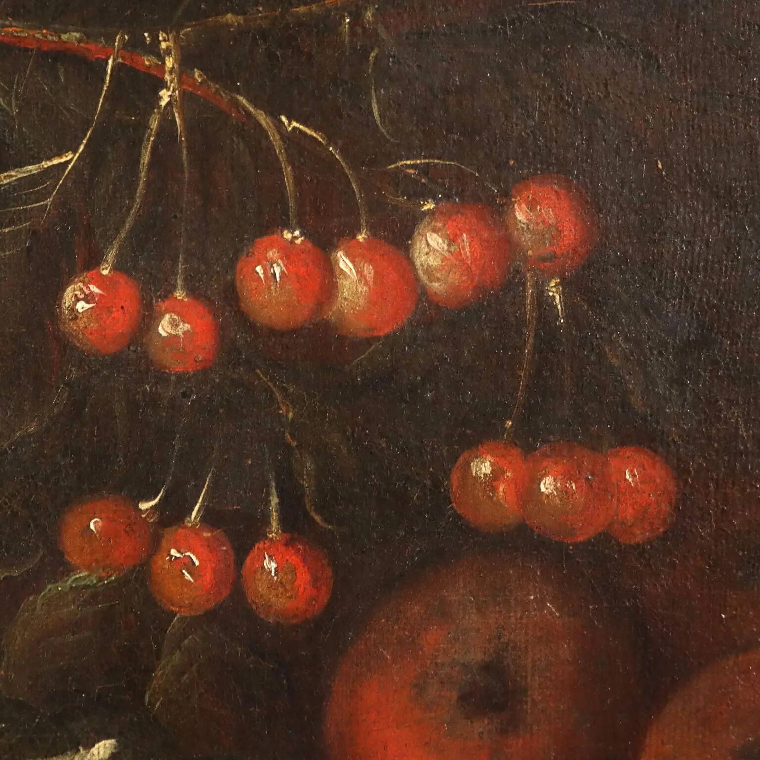 Peinture ancienne nature morte aux fruits, huile sur toile, XVIII Century
