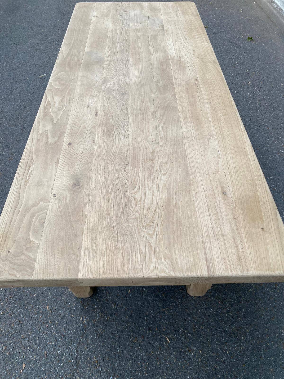 Farmhouse dining table stripped in solid raw oak 1930 - 216cm