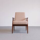 1960 Henryk Lis Mid Century Armchair in Beige Boucle