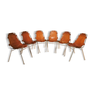 Set of 6 chairs Les Arcs in leather