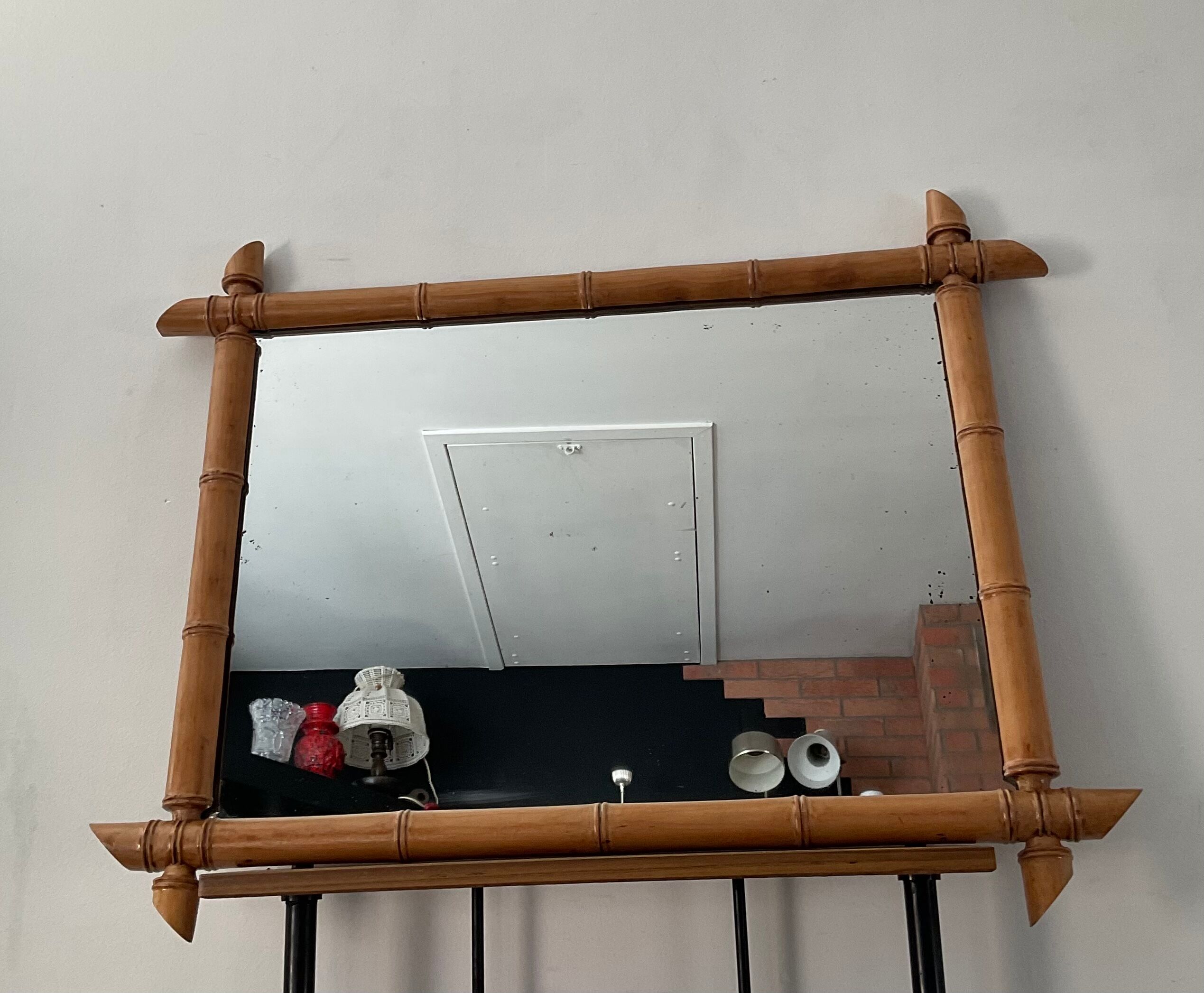 Vintage bamboo mirror from the 60s
