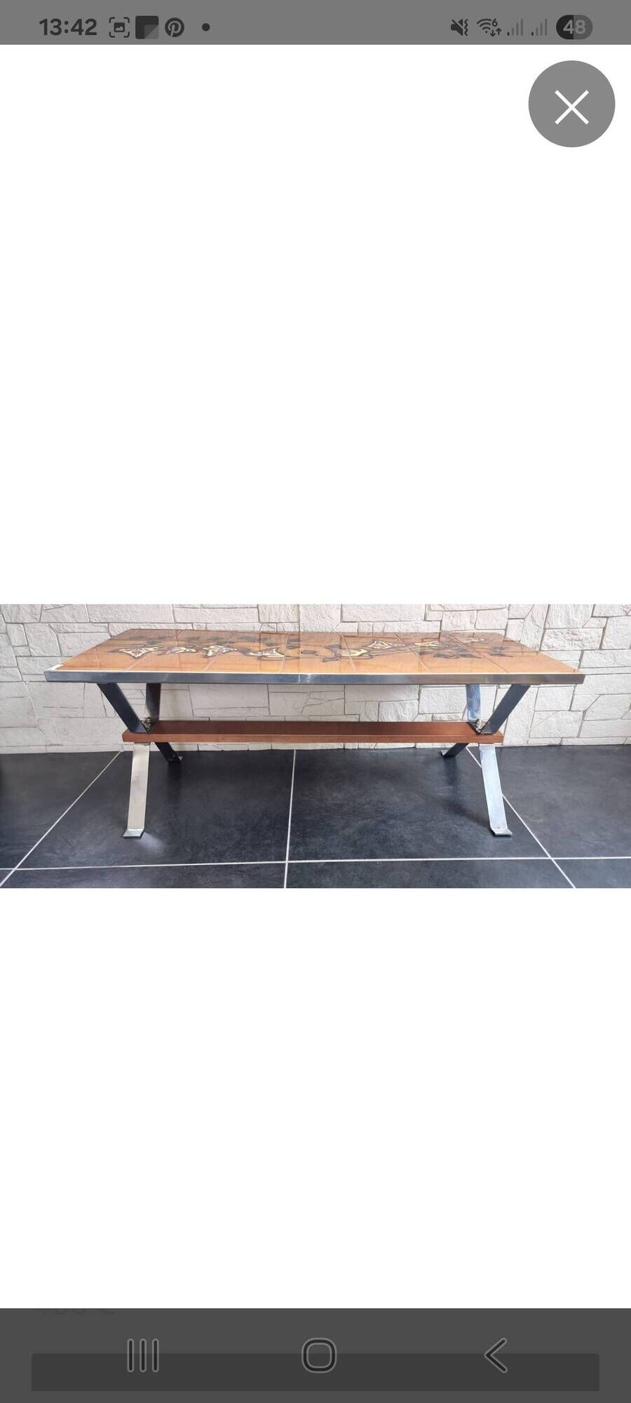 Coffee table with ceramic tiles signed ADRI from the 1970s.