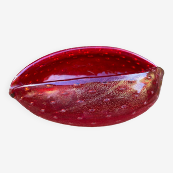 Red and gold Murano glass ashtray circa 1970