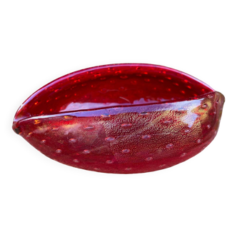 Cendrier en verre de Murano Rouge et or vers 1970