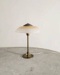 Danish Mid Century Brass Glass Desk Table Lamp Fog & Mørup, 1950s