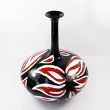 Studio pottery ceramic hand painted glaze vase circa 1970